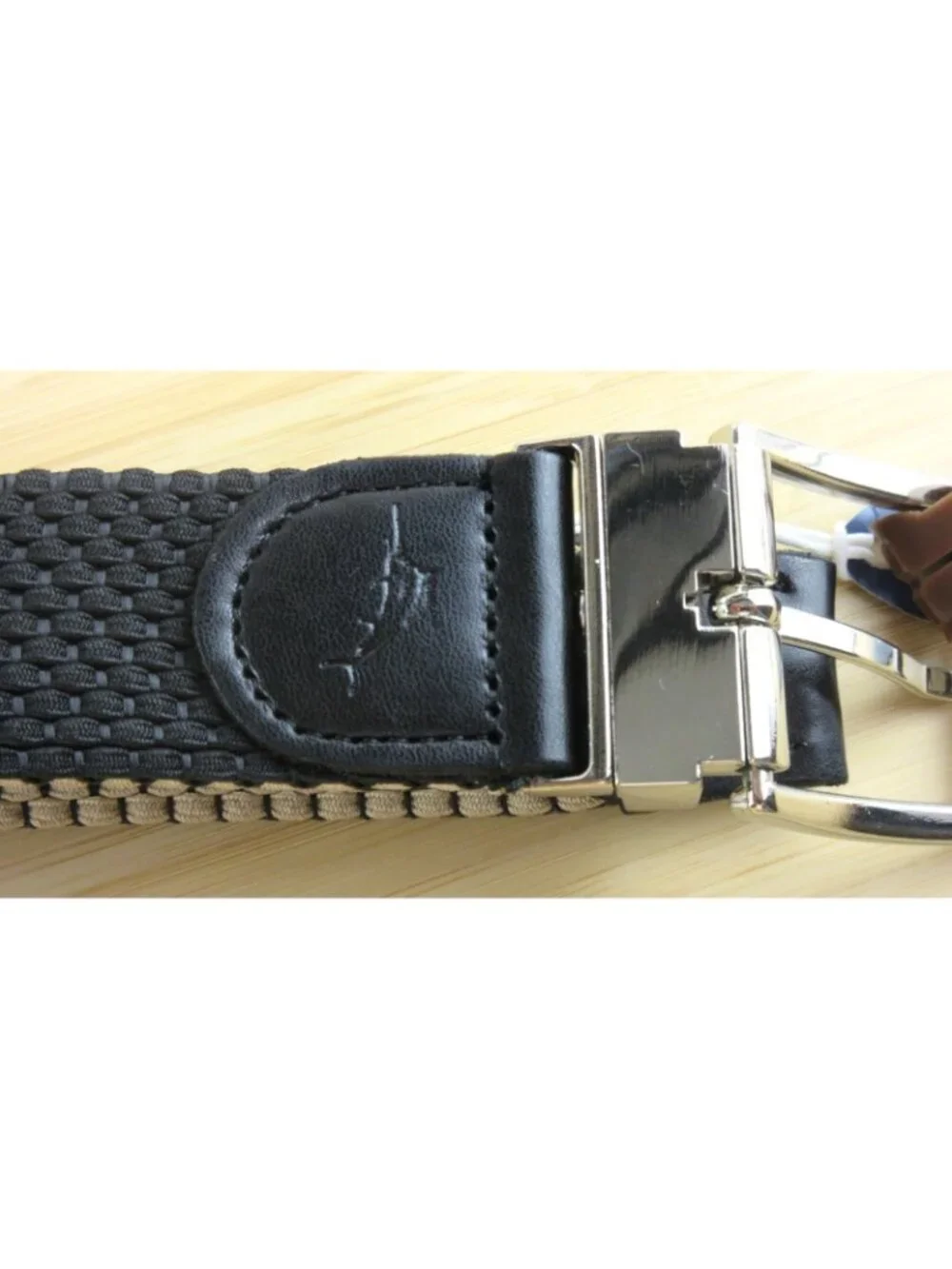 Tommy Bahama Men's Reversible Fabric Stretch Belt Black Khaki Metal Buckle NWT